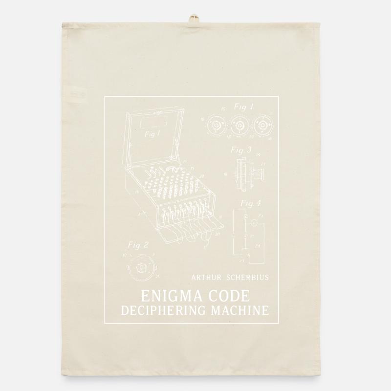 Enigma Code Deciphering Machine Illustration Organic dish towel
