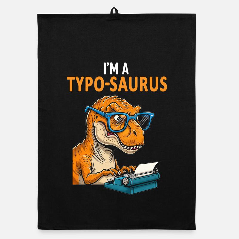 Typo-Saurus avec lunettes et machine à écrire Torchon bio