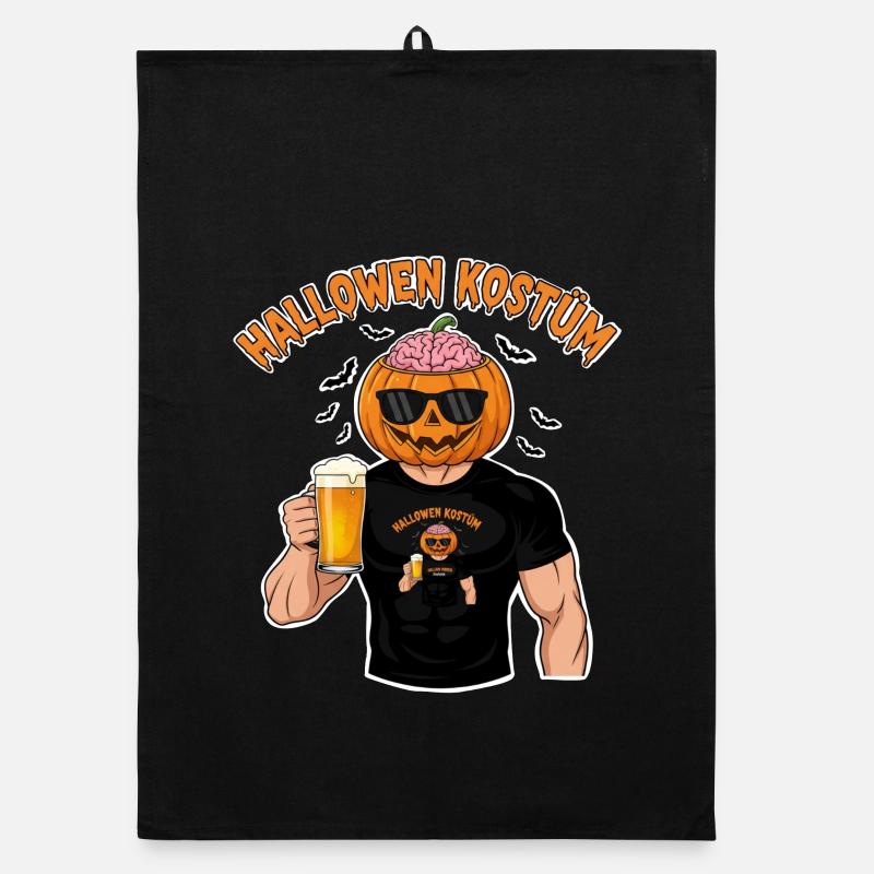Halloween Pumpkin Head Beer Hero Organic dish towel