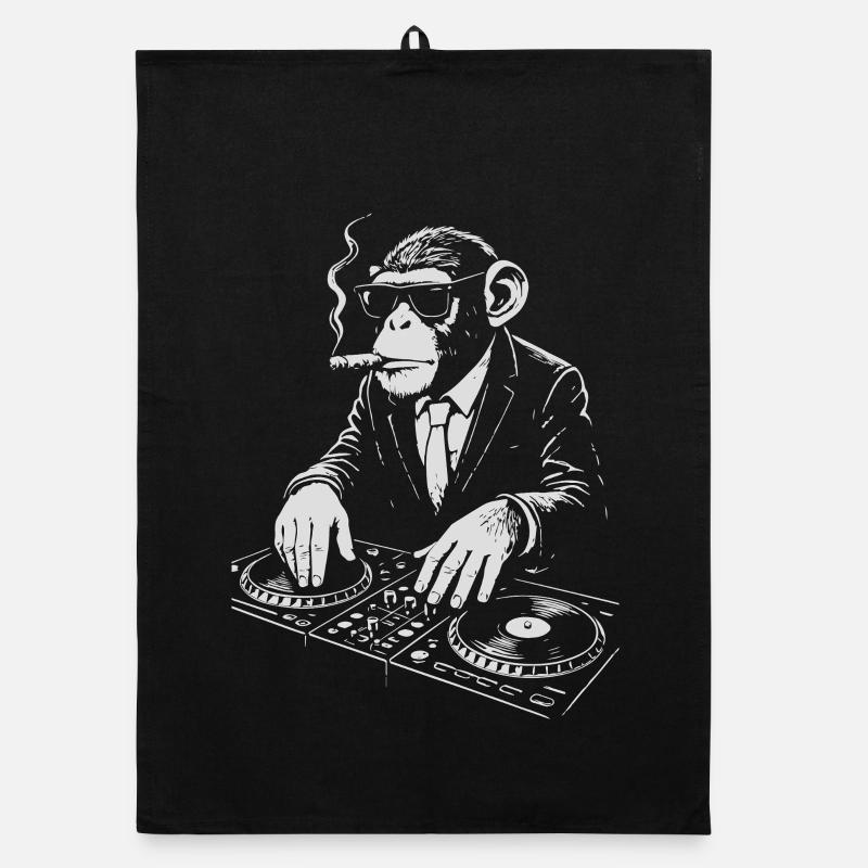 DJ Monkey in Suit jouant de la musique Torchon bio