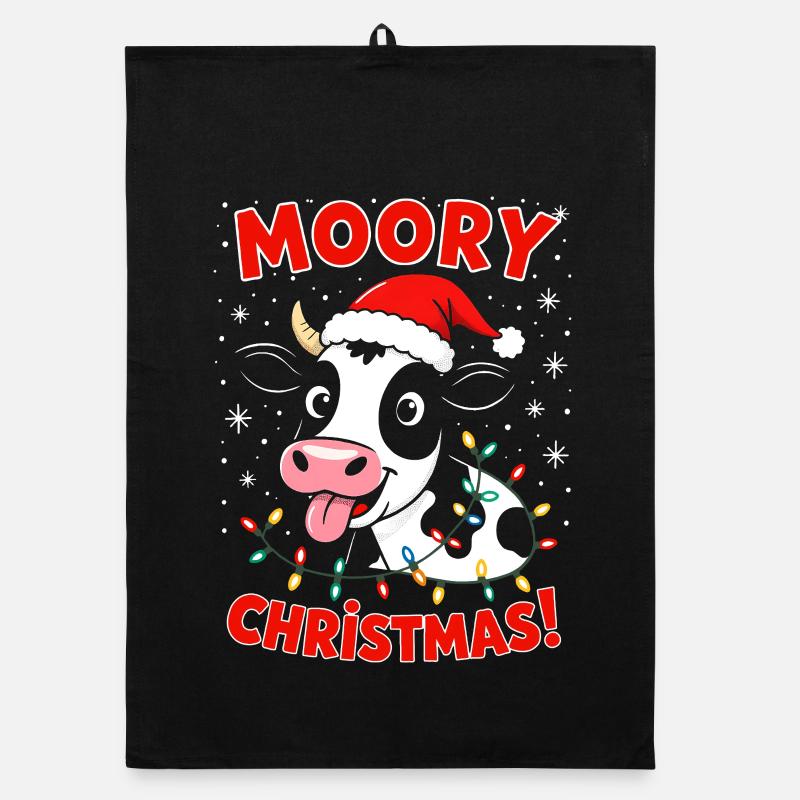 Vache Noël Drôle Fermier Joyeux Noël Torchon bio