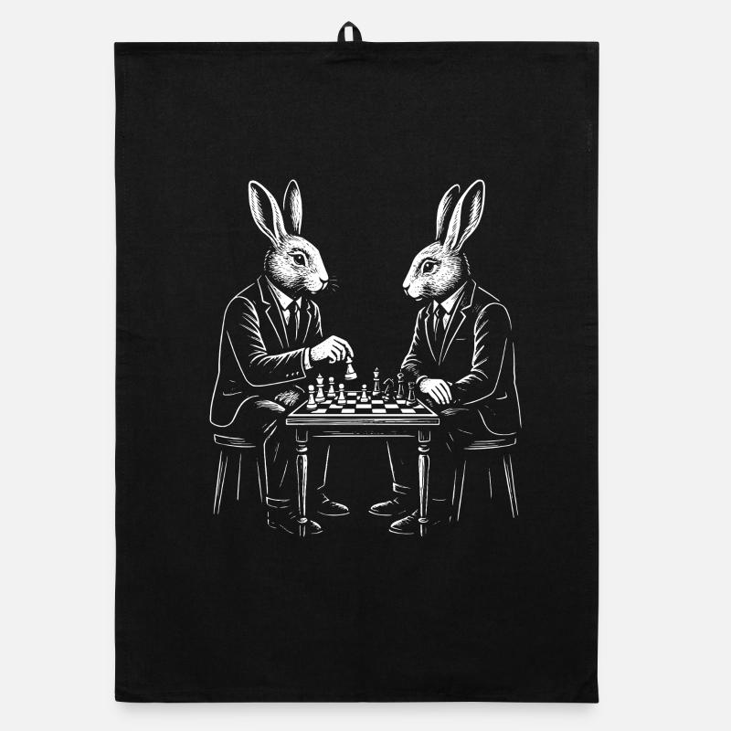 Partie d’échecs Gentlemen Rabbits Torchon bio