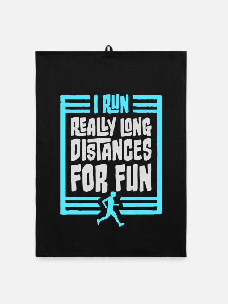 Je cours de très longues distances pour un marathon amusant - Torchon bio - noir - Devant