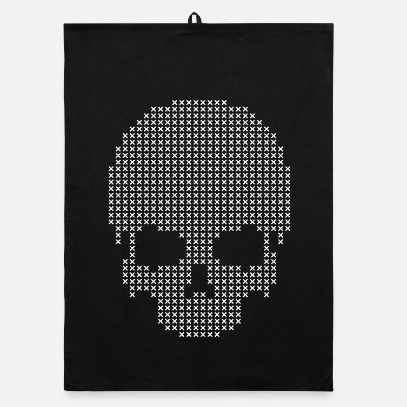 Geometrische Totenkopfstiche Dotwork Organic Geschirrtuch