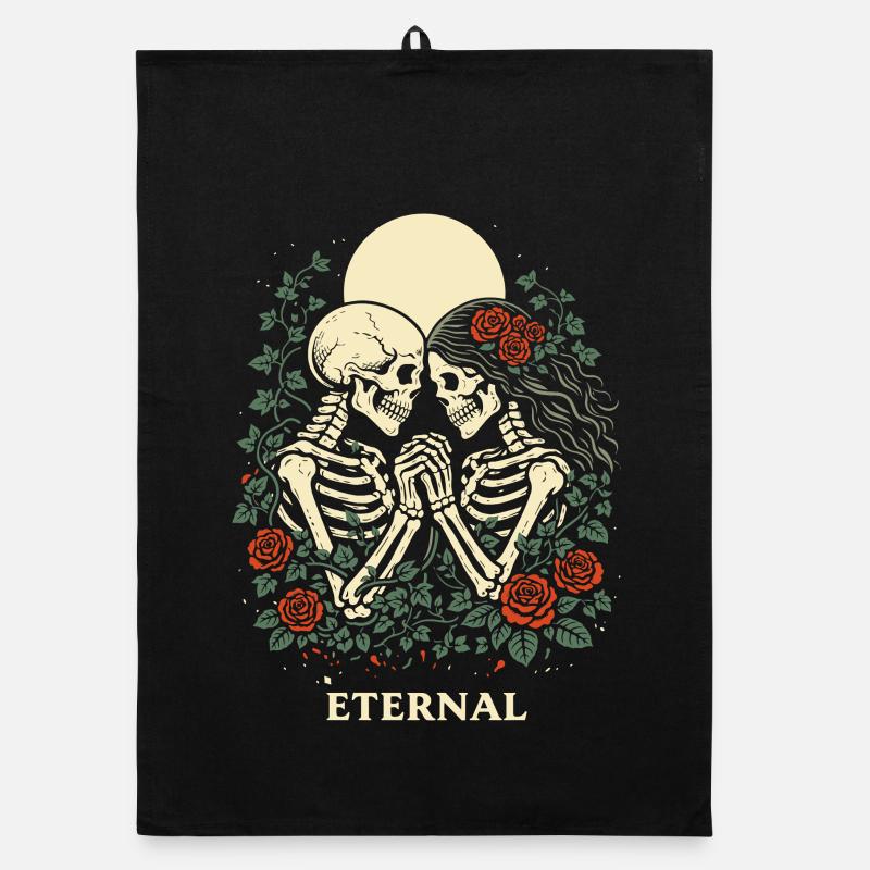 Eternal – Dark Love Skeleton Design dans le style gothique Torchon bio