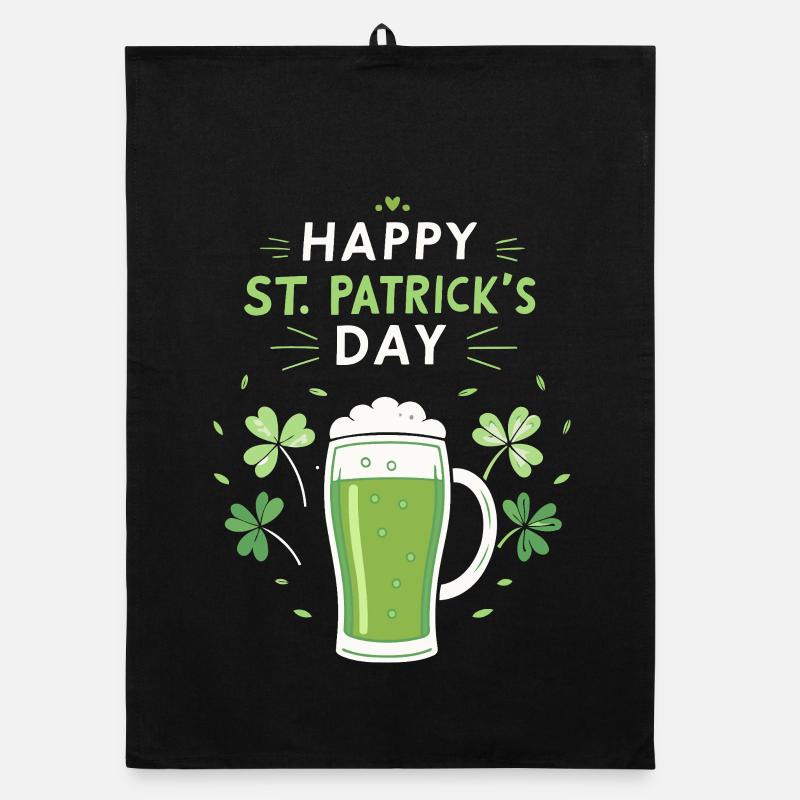 Grünes St. Patrick's Day Glas und Kleeblätter Organic Geschirrtuch