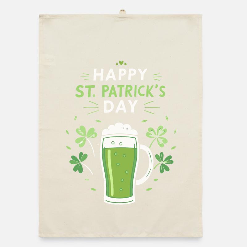 Verre vert Saint-Patrick et trèfles Torchon bio