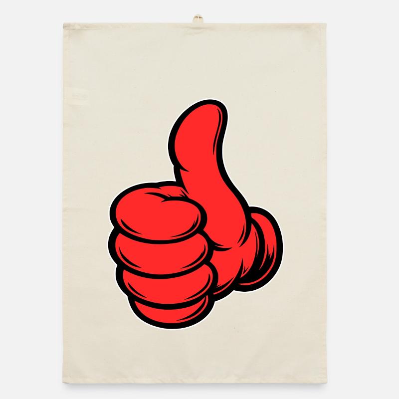 OK Comic Daumenhoch Handsymbol rot Organic Geschirrtuch
