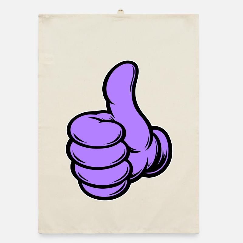 OK Comic Daumenhoch Handsymbol lila Organic Geschirrtuch