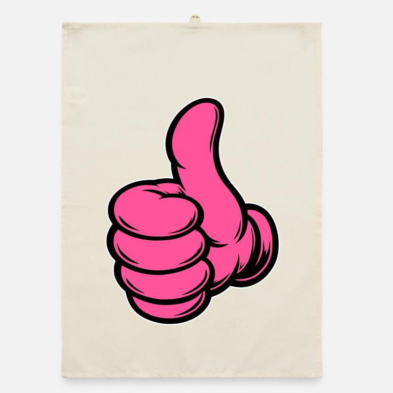 OK Comic Thumbs Up Hand Symbol Pink Organic dish towel