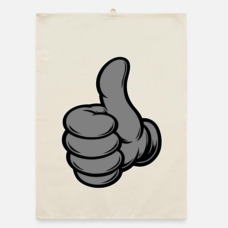 OK Comic Pouces levés Icône de la main Gris Torchon bio