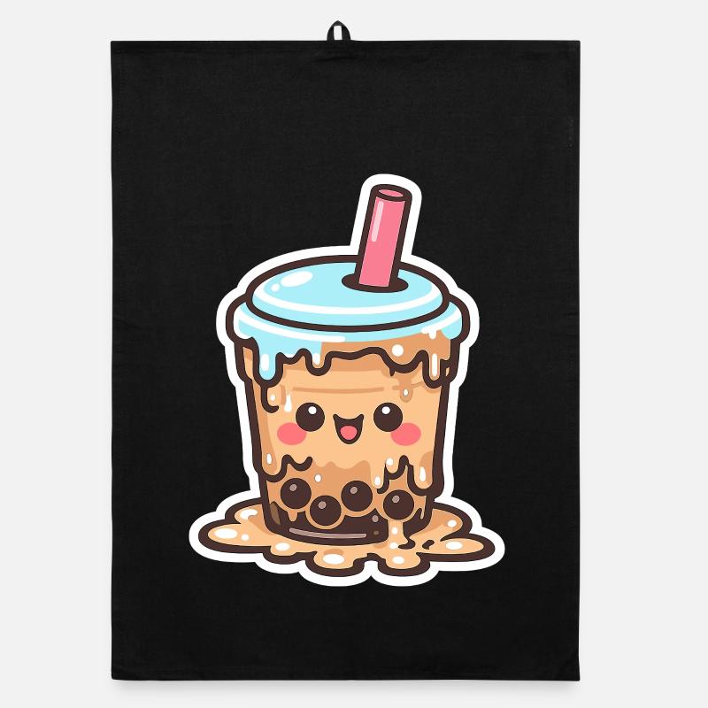 Kawaii Boba Drop Mug Bubbletea Organic dish towel