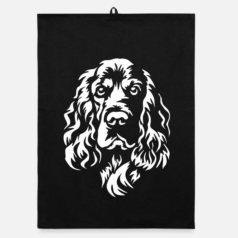 Tête de cocker spaniel anglais « Édition noire » Torchon bio