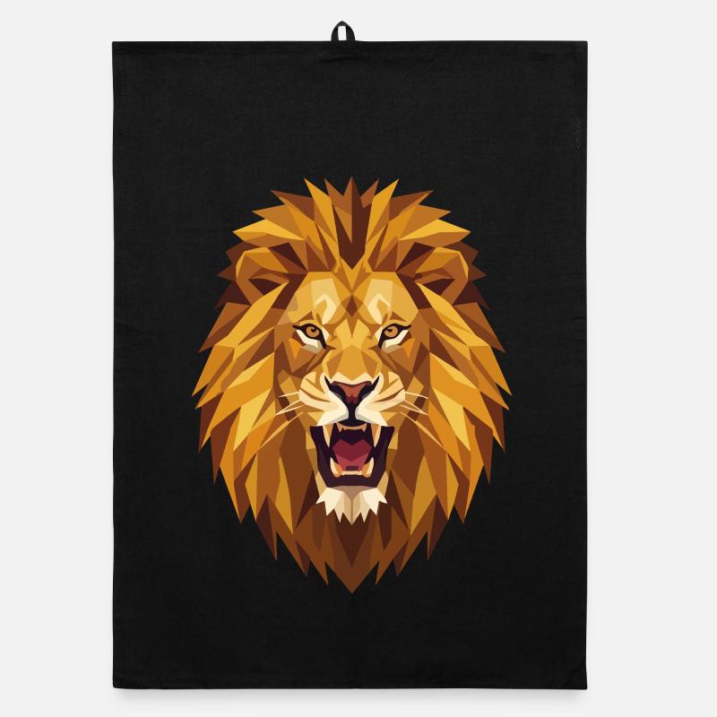 Geometric Roaring Lion Head Low Poly Art Organic dish towel