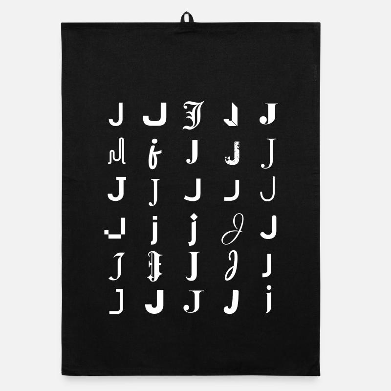Ornate J Monogram Print Organic dish towel