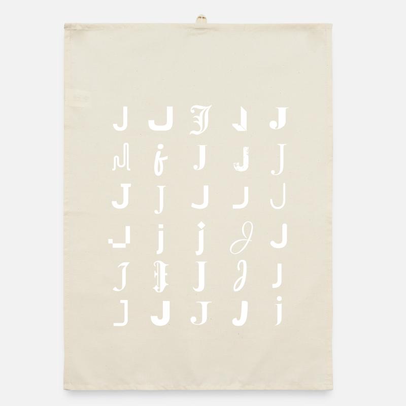 Ornate J Monogram Print Organic dish towel