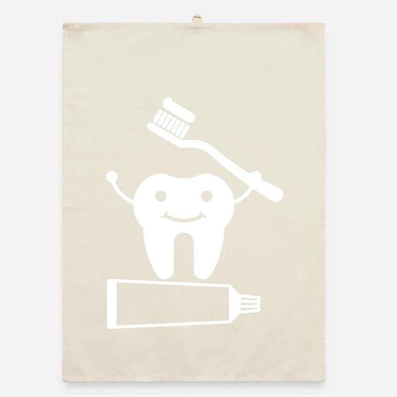 Tooth with toothbrush and toothpaste Organic dish towel