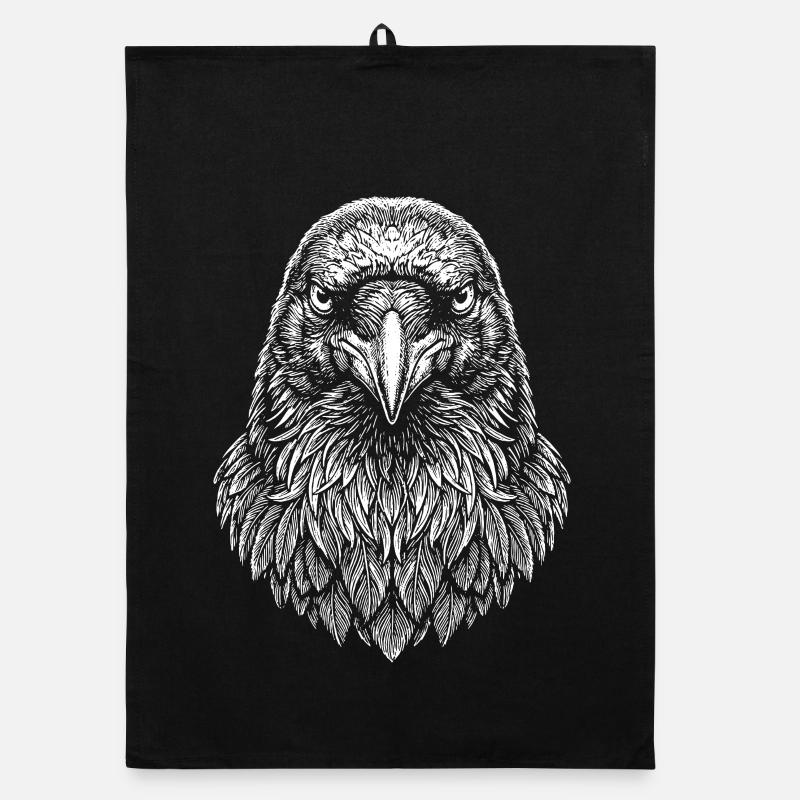 Aviator Eagle Head Line Art Organic dish towel