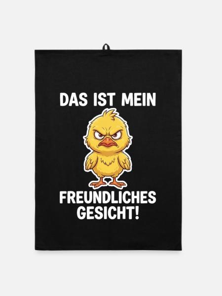 Wütendes Küken – Mein freundliches Gesicht - Organic Geschirrtuch - Schwarz - Vorne