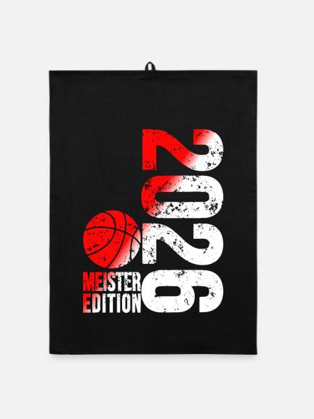 Basketball Master Shirt 2026, red white - Organic dish towel - black - Front