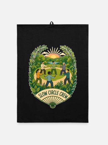 SLOW CIRCLE CREW Clouds - Organic dish towel - black - Front