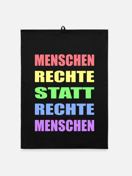Menschenrechte statt rechte Menschen Links Antifa - Organic Geschirrtuch - Schwarz - Vorne