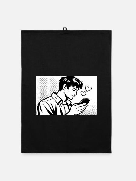 Man in Love - Organic dish towel - black - Front