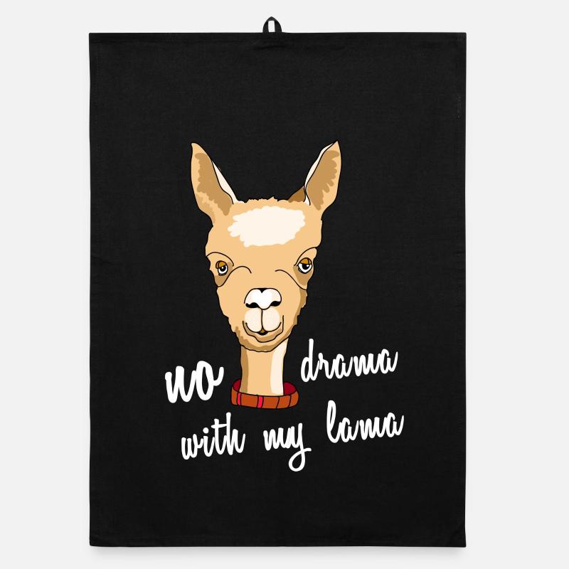 lama no drama alpaka kamel face spruch comic cute Organic Geschirrtuch
