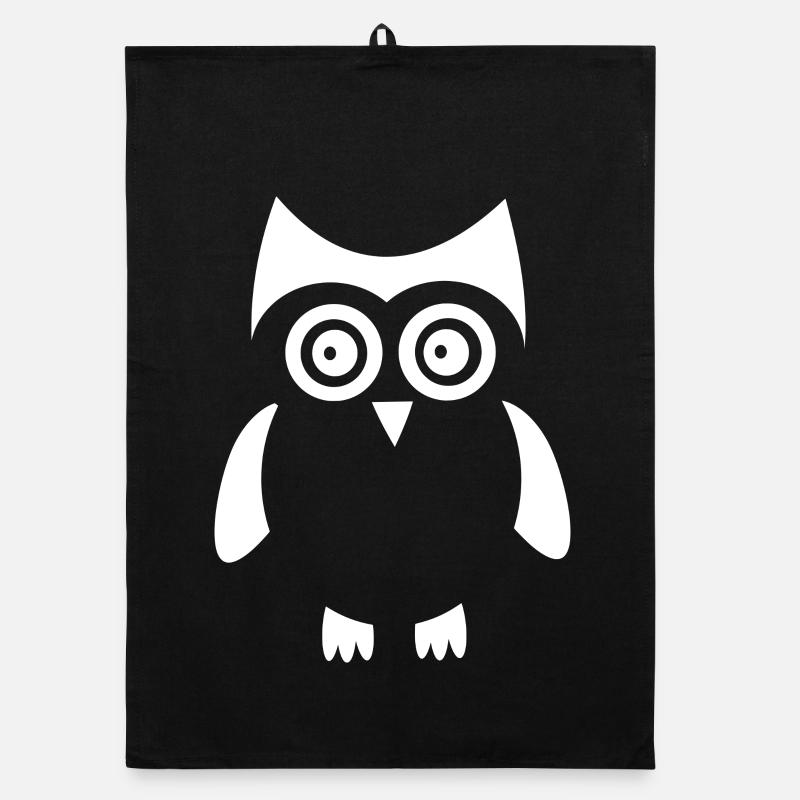 white owl bird white Organic dish towel