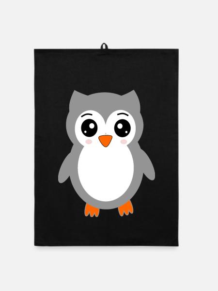 gray owl - Organic dish towel - black - Front