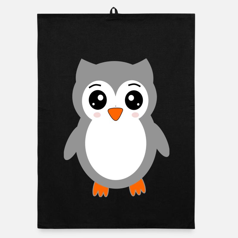 gray owl Organic dish towel