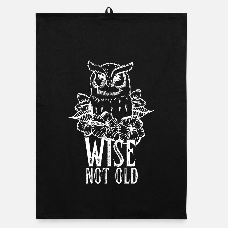 Vintage Eule und Rosen Wise Not Old Organic Geschirrtuch