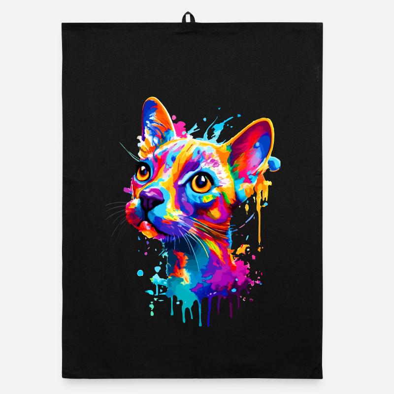 Chat Coloré - Chat Coloré - Chat Sphynx Torchon bio