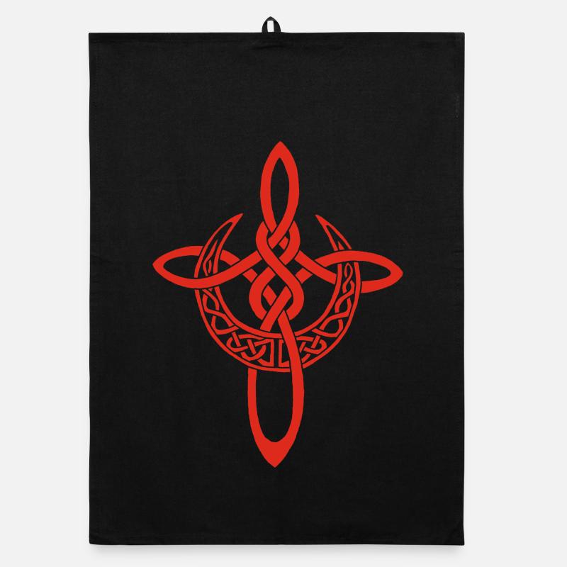 Red Lunar Cross Organic dish towel