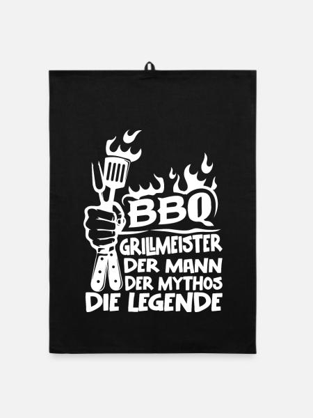 BBQ Grillmeister Mythos Legende - Organic Geschirrtuch - Schwarz - Vorne