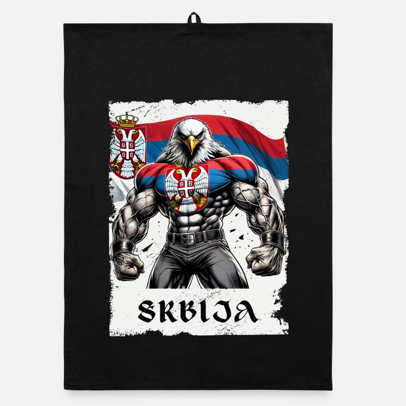 Serbia Eagle Bodybuilding Design Organic dish towel
