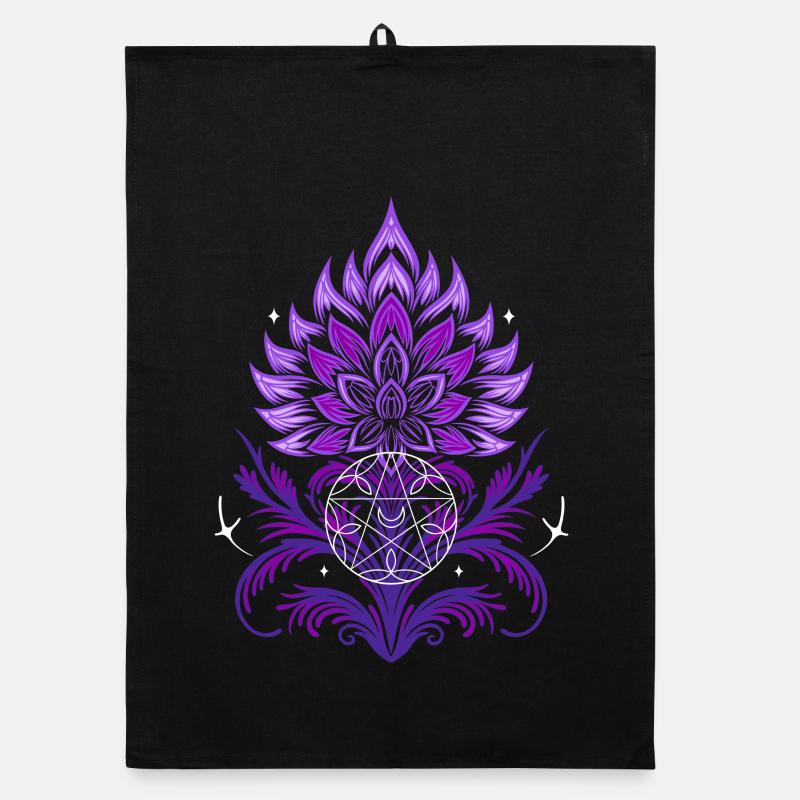 Distel Mandala mit Pentagramm und Sternen Organic Geschirrtuch