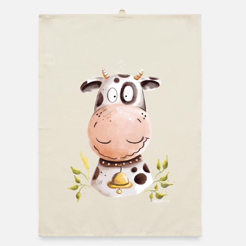Droll Cow I Beef Farm Animals Organic dish towel