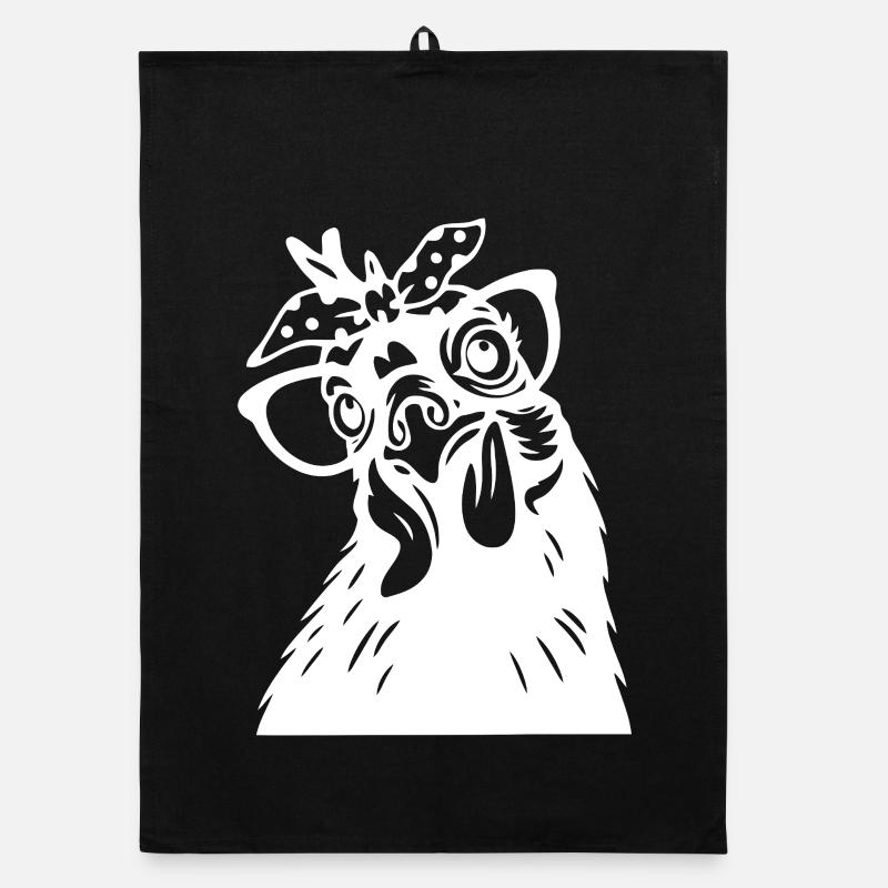 Funny Chicken with Bandana Art Organic dish towel
