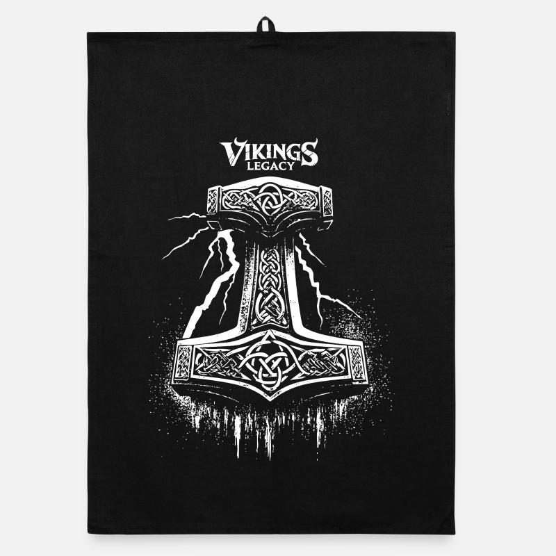Mjölnir - Thor's Hammer - Organic Geschirrtuch - Schwarz