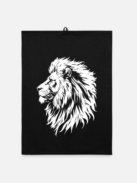 Majestic Lion Head Black and White - Organic dish towel - black - Front