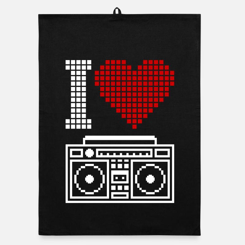 I Love Ghettoblaster – 80s Old School Music Organic dish towel