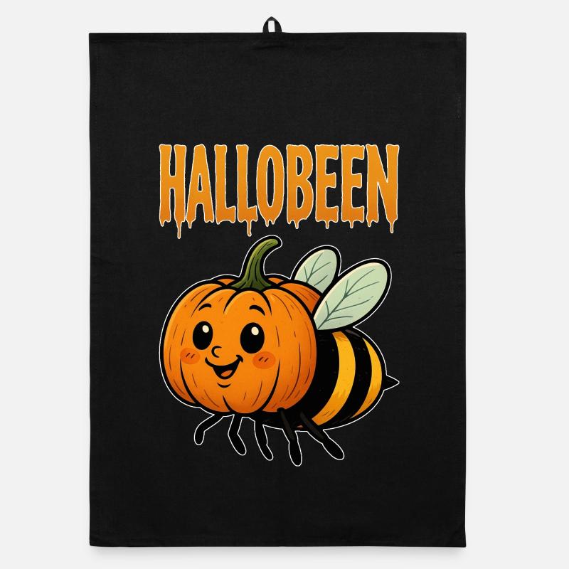 Hallobeen - la reine d’Halloween | Calembour - Torchon bio - noir