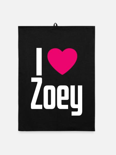 I Love Zoey Pinkes Herz Ich liebe Zoey - Organic Geschirrtuch - Schwarz - Vorne