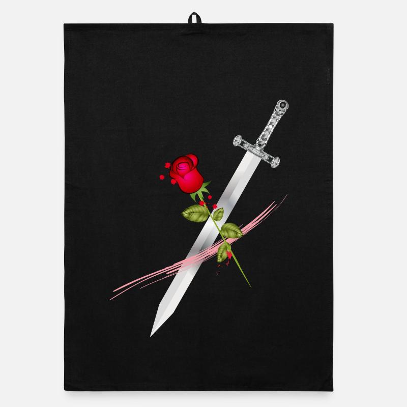 Épée à la rose – Puissance symbolique et élégance Torchon bio