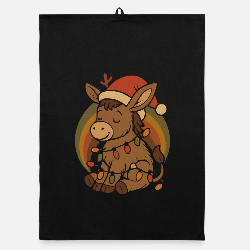 Cadeau de Noël Vintage Retro Elfe Âne Torchon bio