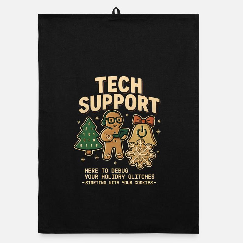 Vintage Technischer Support Retro IT Weihnachten - Organic Geschirrtuch - Schwarz