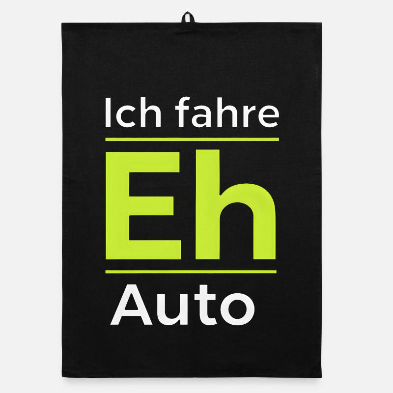 E-Auto Lustige Sprüche zur E-Mobilität Elektroauto - Organic Geschirrtuch - Schwarz