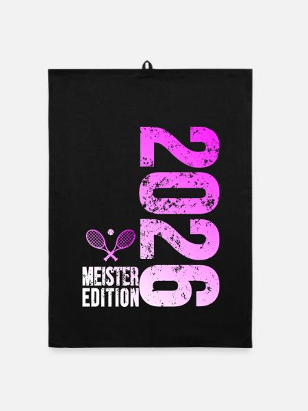 Tennis Meister Edition 2026 pink - Organic Geschirrtuch - Schwarz - Vorne