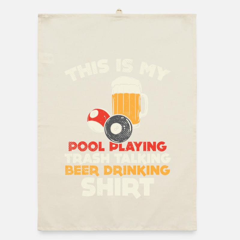 Retro Pool Playing Trash Talking Beer Drinking Art Organic dish towel